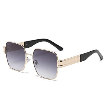 Imagem de Óculos de sol retrô de metal quadrado masculino e feminino, óculos de sol de tendência steampunk, óculos de direção punk, 1, tamanho único