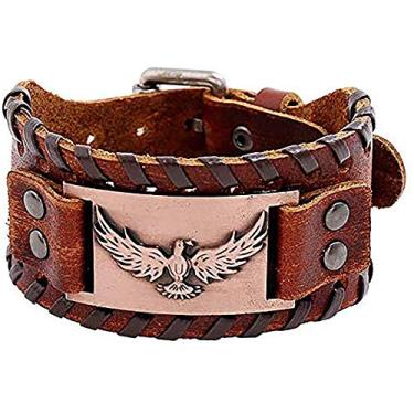 Imagem de XLTFZY Pulseiras Viking masculinas femininas pulseira vintage nórdica exclusiva amuleto pulseiras fivela ajustável couro pagão joias de talismã/B