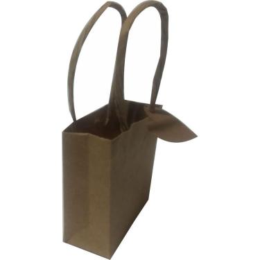 Imagem de Sacola Papel kraft Mini 6,5x6,5x2,5 cm c/ Tag Coração 10 un
