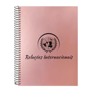 Imagem de Caderno Universitário Espiral 20 Matérias Profissões Relações Internacionais (Rosê Gold)