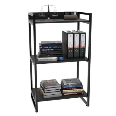 Imagem de Estante Livreiro Multiuso Prisma Estilo Industrial 60cm 3 Prateleiras C08 Preto Onix - Mpozenato