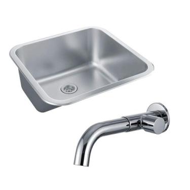 Imagem de Kit Tanque Aço Inox e Torneira Capivari Pingoo.casa