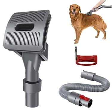 Imagem de Escova de acessórios Groom Tool e mangueira de vácuo de extensão compatível com aspirador Dyson V12 V11 V10 V8 V7 com adaptador de conversor de liberação rápida, ferramenta de noivo para cães (escova e mangueira de extensão e trava de gatilho)