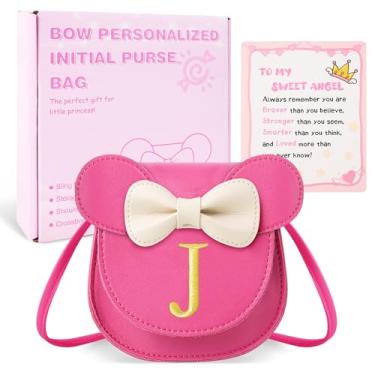 Imagem de izuzta Bolsa infantil para meninas 1 2 3 4 5 6 7 8 9 anos presente de aniversário linda mini bolsa de mouse bolsa transversal, Bolsa pequena/rosa/letra glod, J, J
