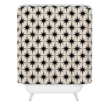 Imagem de Society6 Cortina de chuveiro - Decoração de banheiro por Kierkegaard Design Studio - Cortinas de chuveiro de tecido para banheiro, 180 cm x 188 cm, padrão Starburst