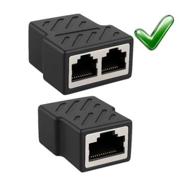 Imagem de Emenda Adaptador RJ45 Fêmea 1 Entrada 8 Vias 2 Saídas - Adaptador para Cabo de Rede Internet