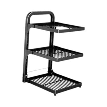 Imagem de Fenteer Suporte para Panelas de Cozinha, Organizador de Armário, Prateleira para Tigelas E Potes Embaixo Do Armário, 3 Camadas