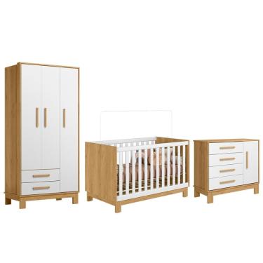 Imagem de Quarto Infantil 3 Peças Com Berço Q Encanto Slim Freijó/branco - Qmovi