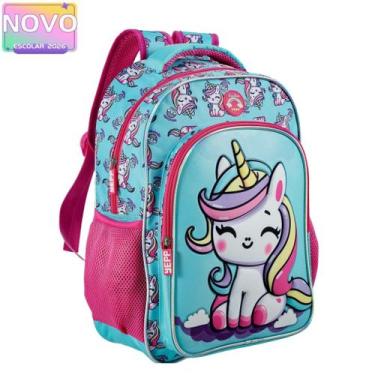 Imagem de Mochila Infantil Costas 3D Unicórnio Alto Relevo Tamanho G - Yepp, Azu