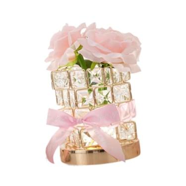 Imagem de MotiveTech Luz noturna LED de rosas, abajur de mesa, presente romântico de aniversário, abajur exclusivo de flores de aniversário, luz de rosas para decoração de, Rosa