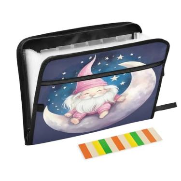 Imagem de Wassud Organizador de arquivos sanfonado Moonlit Elf com 13 bolsos, pastas expansíveis com abas e adesivos, organizador de pastas de documentos de recibo de papel tamanho carta A4 para viagens de