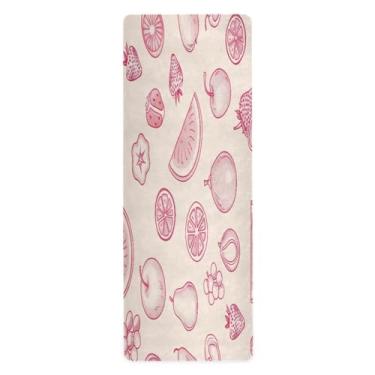 Imagem de Wassud Simple Line Art Tapete de ioga dobrável com frutas, tapete de ginástica antiderrapante para mulheres e homens, tapete de fitness de piso de pilates com bolsa de armazenamento 180 cm x 66 cm