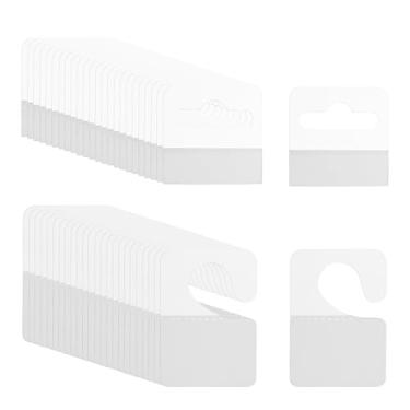 Imagem de PATIKIL Abas para pendurar 1,4 x 2 / 1,6 x 1,6 polegadas, 120 peças de etiquetas transparentes para pendurar abas autoadesivas, etiquetas de orifício de fenda para lojas de varejo, expositores