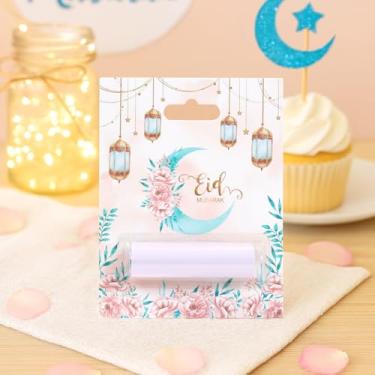 Imagem de 6 peças porta-dinheiro Eid Mubarak para dinheiro, rosa flor verde lua design Ramadã cartões de presente com capa de plástico e adesivo, enfeites de envelopes de dinheiro para crianças férias