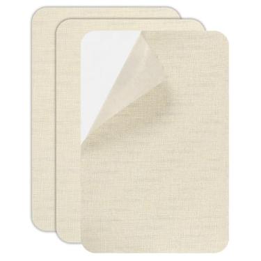 Imagem de PATIKIL Patch de reparo de tela, 3 peças de 29 x 28 cm, adesivo autoadesivo de tecido de linho à prova d'água para sofás, sacolas, móveis, assentos de carro, barracas, capas de barco, bege