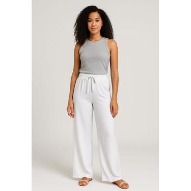 Imagem de Calça Pantalona Feminina com Forro Shorts  Malha Duna Liso e Cós de El