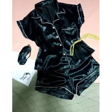 Imagem de Pijama Em Cetim Short - Armazemda Arte, Preto, G