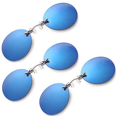 Imagem de PROSOOL Sunglasses Pacote com 3 óculos de sol retrô redondos sem aro Matrix Morpheus Movie (pacote com 3, 3 azuis), tamanho normal