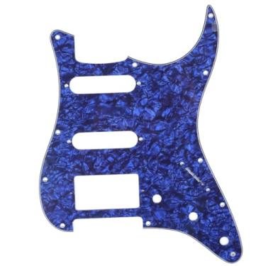 Imagem de Musiclily 11 Furos Escudo HSS Pickguard Strato para Guitarra Fender EUA/Mexicana Made Stratocaster Standard Estilo Moderno, 4 Camadas Azul Perolado