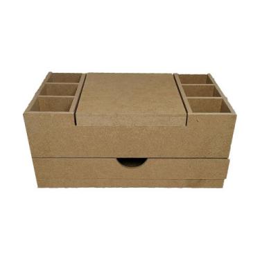 Imagem de Caixa Joias com Tampa Dobradiça com Espelho 30x19x13 Mdf Madeira - ATA
