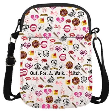 Imagem de GJTIM BTVS TV Show Inspirado Presente para Caminhadas Bi*ch BTV Vampiro Maquiagem Bolsa com Zíper para Fãs, Chaveiro Walk Bitch, Multifuncional