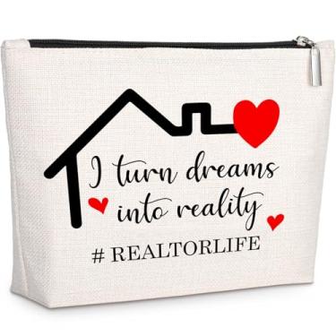 Imagem de GevGuxLuo Presente de agradecimento para corretor de imóveis, presente de fechamento de bolsa de maquiagem para corretor de imóveis, Branco, Realtorlife