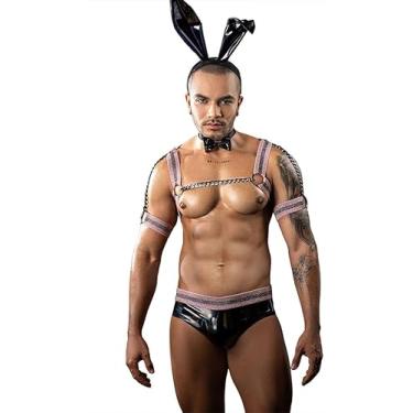 Imagem de BBOYMMYOBB Mens Cosplay Costume Tuxedo Sexy Lingerie Set Role Play Rabbit Man Uniform Gay Sissy Bar Nightclub Outfit Black