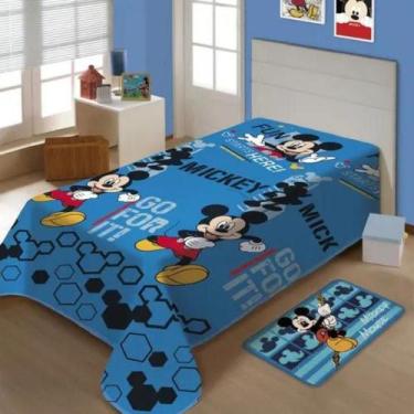 Imagem de Manta de Microfibra Fun Solteiro Infantil Mickey Fun Azul Jolitex