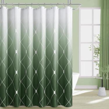 Imagem de Conjunto de cortinas de chuveiro Naturoom verde/branco Ombre com ganch