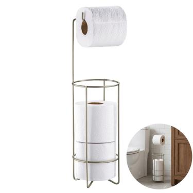 Imagem de Suporte Porta Rolo Papel Higiênico Para 3 Rolos Banheiro Níquel - 1051NI Future