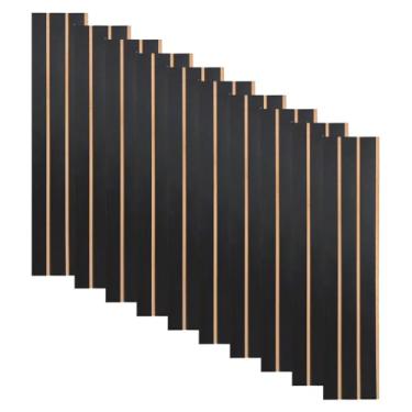 Imagem de Painel Ripado Autocolante MDF Carisma Kit 10 Ripas 45x10cm Parede Sala Quarto (Preto)