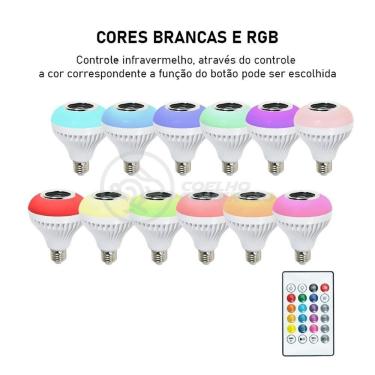 Imagem de Lâmpada Led 12W E27 Rgb Colorida Com Caixa De Som Bluetooth