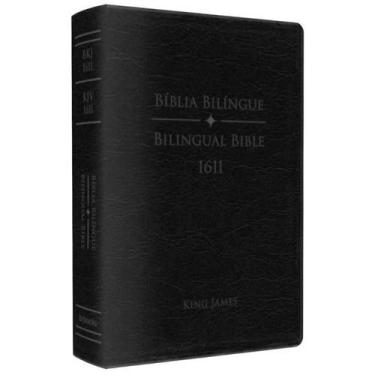 Imagem de Bíblia bilíngue  português / inglês  king james 1611  capa luxo preta