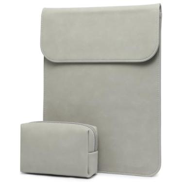 Imagem de HYZUO 13,3-14 Polegadas Capa para Notebook para MacBook Pro 14 M3/M2/M1 Pro/Max A2992 A2918 A2779 A2442 2024-2021, MacBook Air 13 2017-2012, Laptop Case Pasta Notebook com Bolsa, Cinza claro