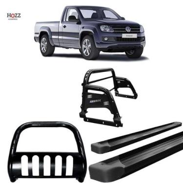 Imagem de Kit Quebra Mato Estribo Alumínio Santo Antônio H3/Amarok CS Preto - HO