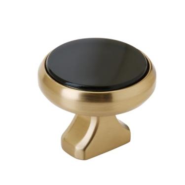 Imagem de Amerock Posh Puxador de armário de bronze champanhe/vidro fumê de 35 mm de diâmetro, BP36694SBCZ