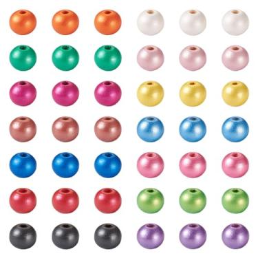 Imagem de Craftdady 280 peças de contas de madeira coloridas de 10 mm, 14 cores, contas redondas de macramê, esferas coloridas, contas espaçadoras, granel, para artesanato, guirlandas, bijuterias, suprimentos