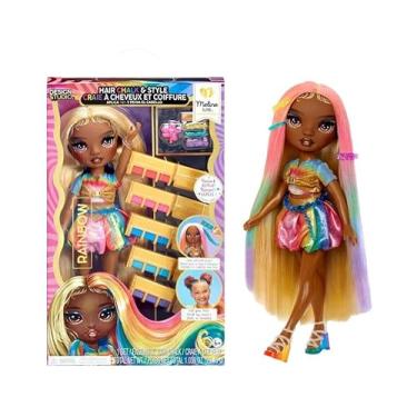 Imagem de Boneca Rainbow Meline Giz De Cabelo Alto E Estilo Arco- Íris