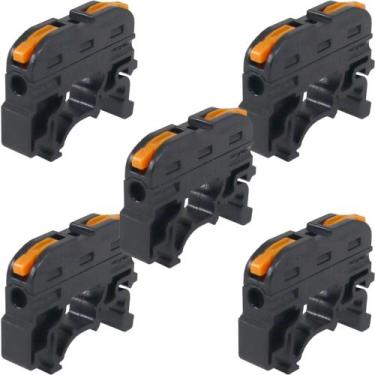 Imagem de 5 Conector Emenda Preto Tipo Alavanca 1 Polo Inline Para Trilho Din 32