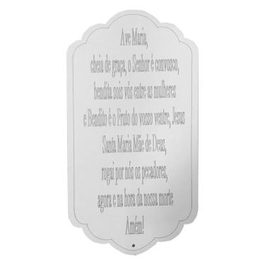 Imagem de Placa Decorativa Oração Ave Maria Mdf 30x15,5cm Branco