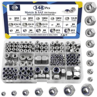 Imagem de Kit Locknuts ZQZ 348, pacote SAE e aço inoxidável Metric 304