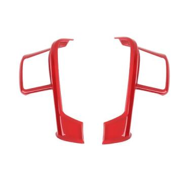 Imagem de Linskip Acabamento de volante compatível com Ford F250/F350/F450/F550 e Ford Expedition 2008-2016, acessórios internos (vermelho)