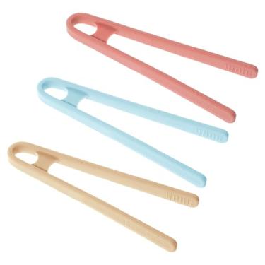 Imagem de 3 mini pinças, pinças de silicone de 14 cm para cozinhar, com 3 cores, torradeira de silicone para aperitivos, pipoca, doce, cubo de gelo, frutas, açúcar, salada, lanches
