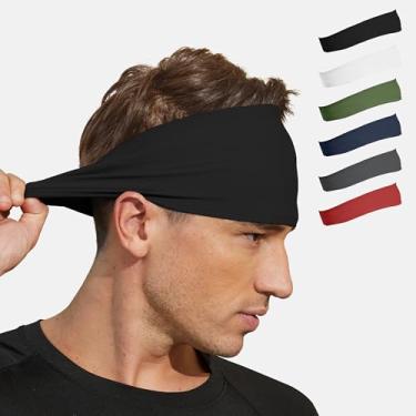 Imagem de VIMPEP Tenacious Bandanas esportivas masculinas com faixa de suor para corrida, ciclismo, basquete, tênis, ioga, fitness, elástico de secagem rápida, unissex, preto, branco, verde, azul, cinza escuro