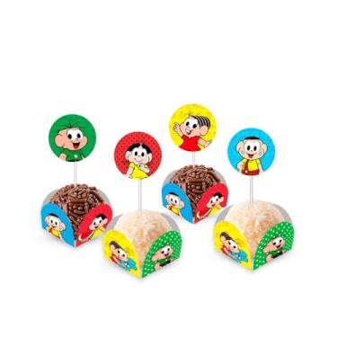 Imagem de Kit 80 Forminhas para doces com Toppers Decorativos Turma da Mônica Aniversário