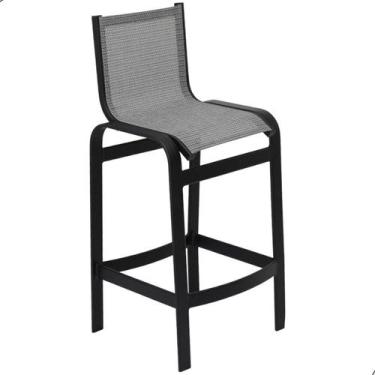 Imagem de Banqueta Lótus Premium em Alumínio e Tela sling - Voratto Móveis, Cinz