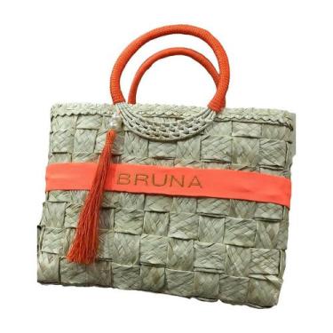 Imagem de Bolsa Jeri G com faixa personalizada - Palha de carnaúba - cathe beach