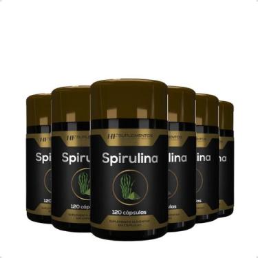 Imagem de 6x spirulina 120 cápsulas hf suplementos
