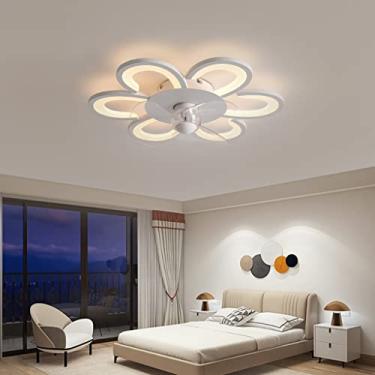 Imagem de Ventilador de teto LED com iluminação Ventilador de teto 72W Luz de teto com controle remoto 3 velocidades ajustável Ventoinha Quarto 50CM Ventilador silencioso invisível Quarto infantil