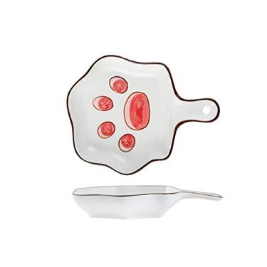 Imagem de Prato de serviço conjunto de utensílios de mesa de estilo japonês pratos e pratos tigela de arroz única para uso doméstico bonito menina coração pratos de mesa de cerâmica (cor: B)